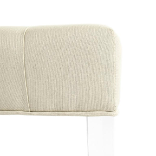 Zentique Raylen Acrylic & Linen Ottoman — 38.5" Low-Profile Pouf for Seating, Footrest, Tray Display, Modern Decor ZMA028