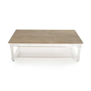 Zentique Corbin Acrylic Coffee Table with Oak Trim — Clear Modern Centerpiece, Durable 55.25" Wide Surface ZMA033