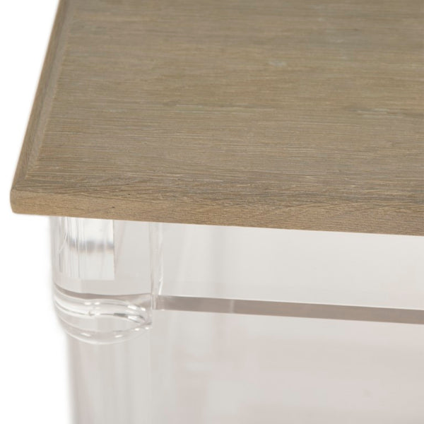 Zentique Corbin Acrylic Coffee Table with Oak Trim — Clear Modern Centerpiece, Durable 55.25" Wide Surface ZMA033