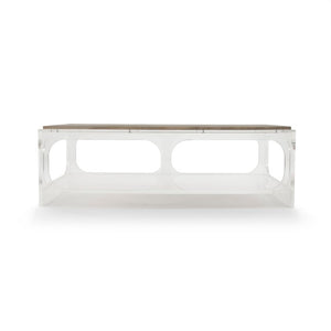 Zentique Alec Acrylic Coffee Table – Minimalist Clear Acrylic with Oak Accents, Durable Low-Profile Centerpiece (98) ZMA034