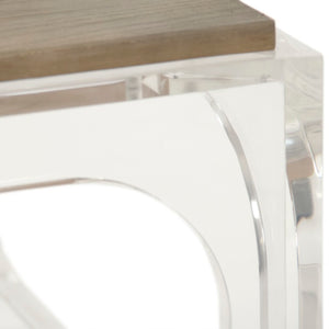 Zentique Alec Acrylic Coffee Table – Minimalist Clear Acrylic with Oak Accents, Durable Low-Profile Centerpiece (98) ZMA034