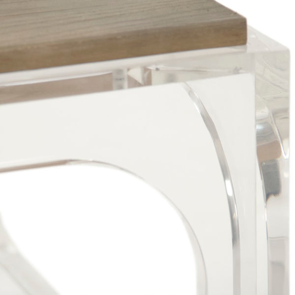 Zentique Alec Acrylic Coffee Table – Minimalist Clear Acrylic with Oak Accents, Durable Low-Profile Centerpiece (98) ZMA034