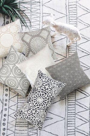 Pasargad Home Naples Luxury Embroidered Pillow – Enhance Your Space With Glamorous Style Grey Cotton & Bamboo Silk Pcc-1025