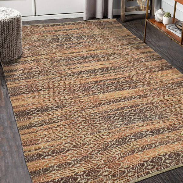 Zola Handwoven Jute Rayon Flatweave Area Rug with Geometric Pattern for Farmhouse Living Rooms
