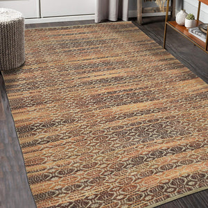 Zola Handwoven Jute Rayon Flatweave Area Rug with Geometric Pattern for Farmhouse Living Rooms