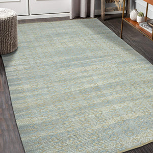 Zola Handwoven Jute Rayon Flatweave Area Rug Parquet Geometric for Coastal Rooms