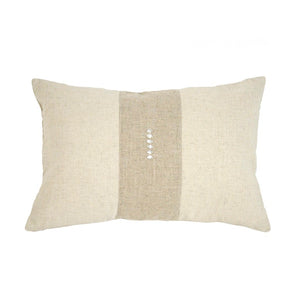Zentique Pillow - Linen Accent 16x24" for Sofa & Bed, Breathable Neutral Texture, Durable Removable Cover, Korea Crafted Natural Linen (two tone) ZP011