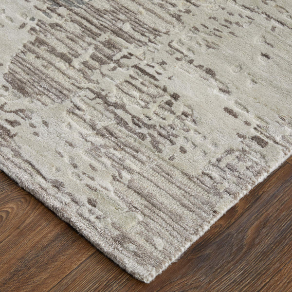 Feizy Rugs Zarah Handcrafted Wool Viscose Abstract Area Rug Earthy Tones for Living Room ZRH8917FBGEGRYH00
