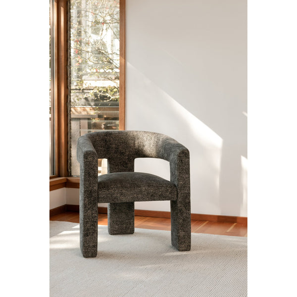 Moe's Home Elo Chair - Contemporary Modern Armchair With Plush Foam And Soft Polyester For Ultimate Comfort Black Upholstery, 50% Polyester,28% Vinyl,12% Flax ,10% Cotton,Plywood Frame Zt-1032-02