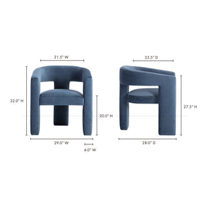 Moe's Home Elo Chair - Contemporary Modern Armchair With Plush Foam And Soft Polyester For Ultimate Comfort Blue Upholstery, 100% Polyester,Plywood Frame Zt-1032-45