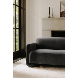 Moe's Home Fallon Sofa - Contemporary Comfort With Soft Fabric, Stylish Fold-under Legs, And Generous Seating Grey Upholstery, 100% Polyester,Solid Pine & Plywood Frame Zt-1038-07