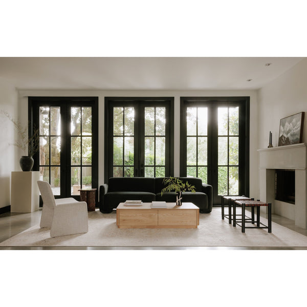 Moe's Home Fallon Sofa - Contemporary Comfort With Soft Fabric, Stylish Fold-under Legs, And Generous Seating Grey Upholstery, 100% Polyester,Solid Pine & Plywood Frame Zt-1038-07