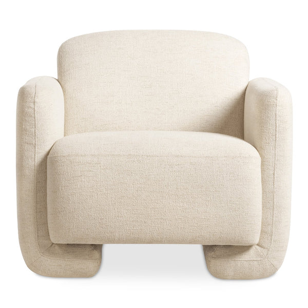 Moe's Home Fallon Accent Chair - Contemporary Comfort With Soft Upholstery And Unique Fold-under Legs White Upholstery, 100% Polyester,Solid Pine & Plywood Frame Zt-1039-05