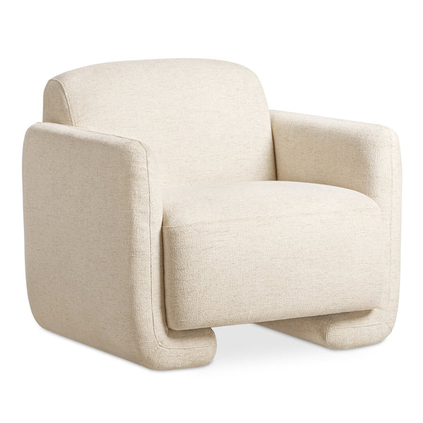 Moe's Home Fallon Accent Chair - Contemporary Comfort With Soft Upholstery And Unique Fold-under Legs White Upholstery, 100% Polyester,Solid Pine & Plywood Frame Zt-1039-05