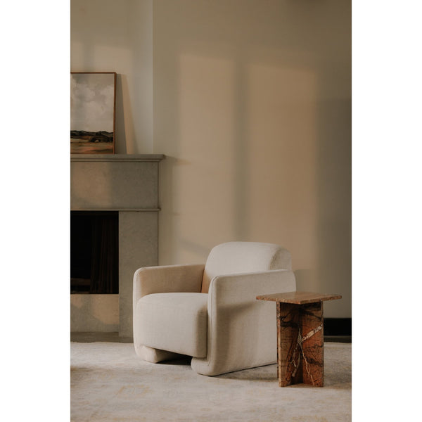 Moe's Home Fallon Accent Chair - Contemporary Comfort With Soft Upholstery And Unique Fold-under Legs White Upholstery, 100% Polyester,Solid Pine & Plywood Frame Zt-1039-05