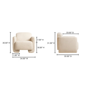 Moe's Home Fallon Accent Chair - Contemporary Comfort With Soft Upholstery And Unique Fold-under Legs White Upholstery, 100% Polyester,Solid Pine & Plywood Frame Zt-1039-05