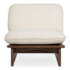 Moe's Home Edwin Accent Chair - 70s-inspired Armless Design With Natural Sophistication And Plush Comfort White Upholstery, 98% Polyester,2% Linen,Solid Ash & Plywood Frame Zt-1040-05