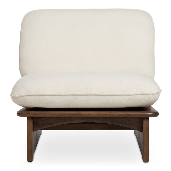 Moe's Home Edwin Accent Chair - 70s-inspired Armless Design With Natural Sophistication And Plush Comfort White Upholstery, 98% Polyester,2% Linen,Solid Ash & Plywood Frame Zt-1040-05