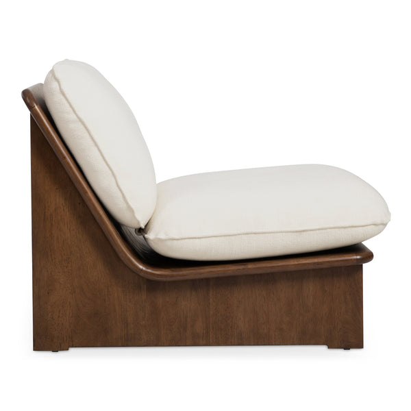 Moe's Home Edwin Accent Chair - 70s-inspired Armless Design With Natural Sophistication And Plush Comfort White Upholstery, 98% Polyester,2% Linen,Solid Ash & Plywood Frame Zt-1040-05