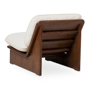 Moe's Home Edwin Accent Chair - 70s-inspired Armless Design With Natural Sophistication And Plush Comfort White Upholstery, 98% Polyester,2% Linen,Solid Ash & Plywood Frame Zt-1040-05