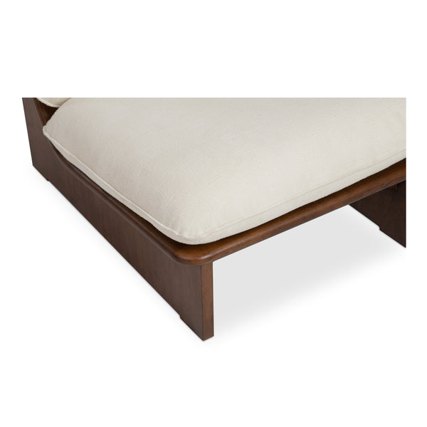 Moe's Home Edwin Accent Chair - 70s-inspired Armless Design With Natural Sophistication And Plush Comfort White Upholstery, 98% Polyester,2% Linen,Solid Ash & Plywood Frame Zt-1040-05