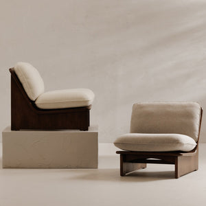 Moe's Home Edwin Accent Chair - 70s-inspired Armless Design With Natural Sophistication And Plush Comfort White Upholstery, 98% Polyester,2% Linen,Solid Ash & Plywood Frame Zt-1040-05