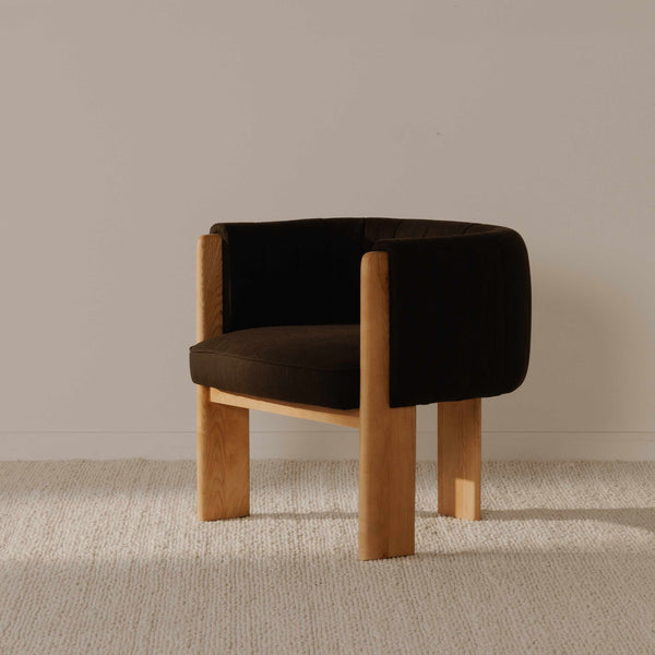 Moe's Home Sofi Accent Chair - Contemporary Vintage Design With Sculptural 3-leg Frame And Luxurious Upholstery Brown Upholstery, 100% Polyester,Solid Ash & Plywood Frame Zt-1041-20