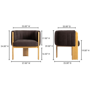 Moe's Home Sofi Accent Chair - Contemporary Vintage Design With Sculptural 3-leg Frame And Luxurious Upholstery Brown Upholstery, 100% Polyester,Solid Ash & Plywood Frame Zt-1041-20