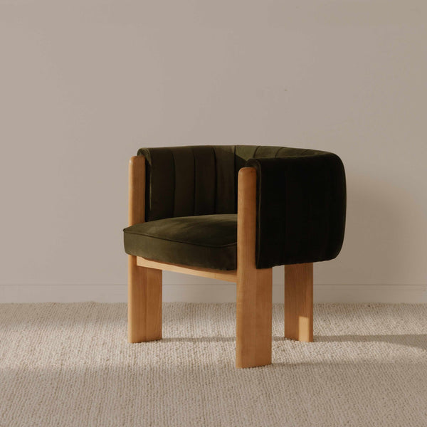 Moe's Home Sofi Accent Chair - Contemporary Vintage Design With Sculptural 3-leg Frame And Luxurious Upholstery Green Upholstery, 100% Polyester,Solid Ash & Plywood Frame Zt-1041-27