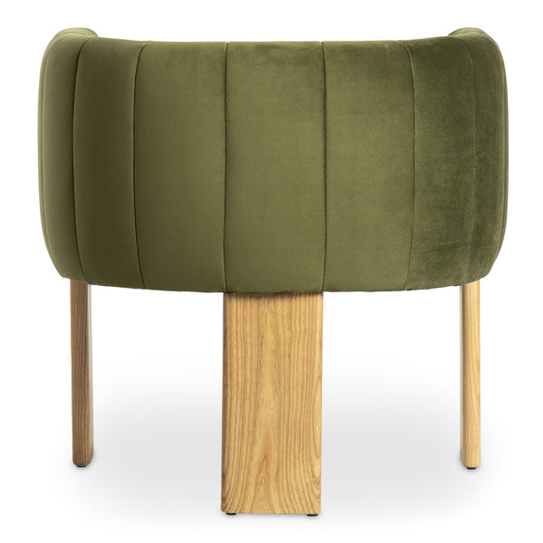 Moe's Home Sofi Accent Chair - Contemporary Vintage Design With Sculptural 3-leg Frame And Luxurious Upholstery Green Upholstery, 100% Polyester,Solid Ash & Plywood Frame Zt-1041-27