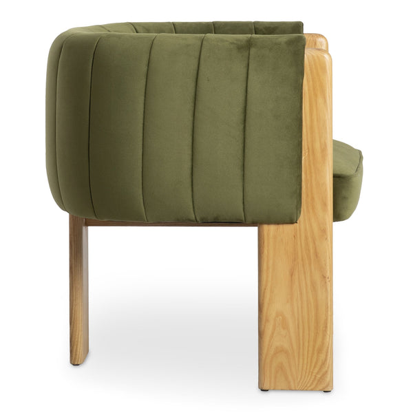 Moe's Home Sofi Accent Chair - Contemporary Vintage Design With Sculptural 3-leg Frame And Luxurious Upholstery Green Upholstery, 100% Polyester,Solid Ash & Plywood Frame Zt-1041-27