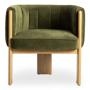 Moe's Home Sofi Accent Chair - Contemporary Vintage Design With Sculptural 3-leg Frame And Luxurious Upholstery Green Upholstery, 100% Polyester,Solid Ash & Plywood Frame Zt-1041-27