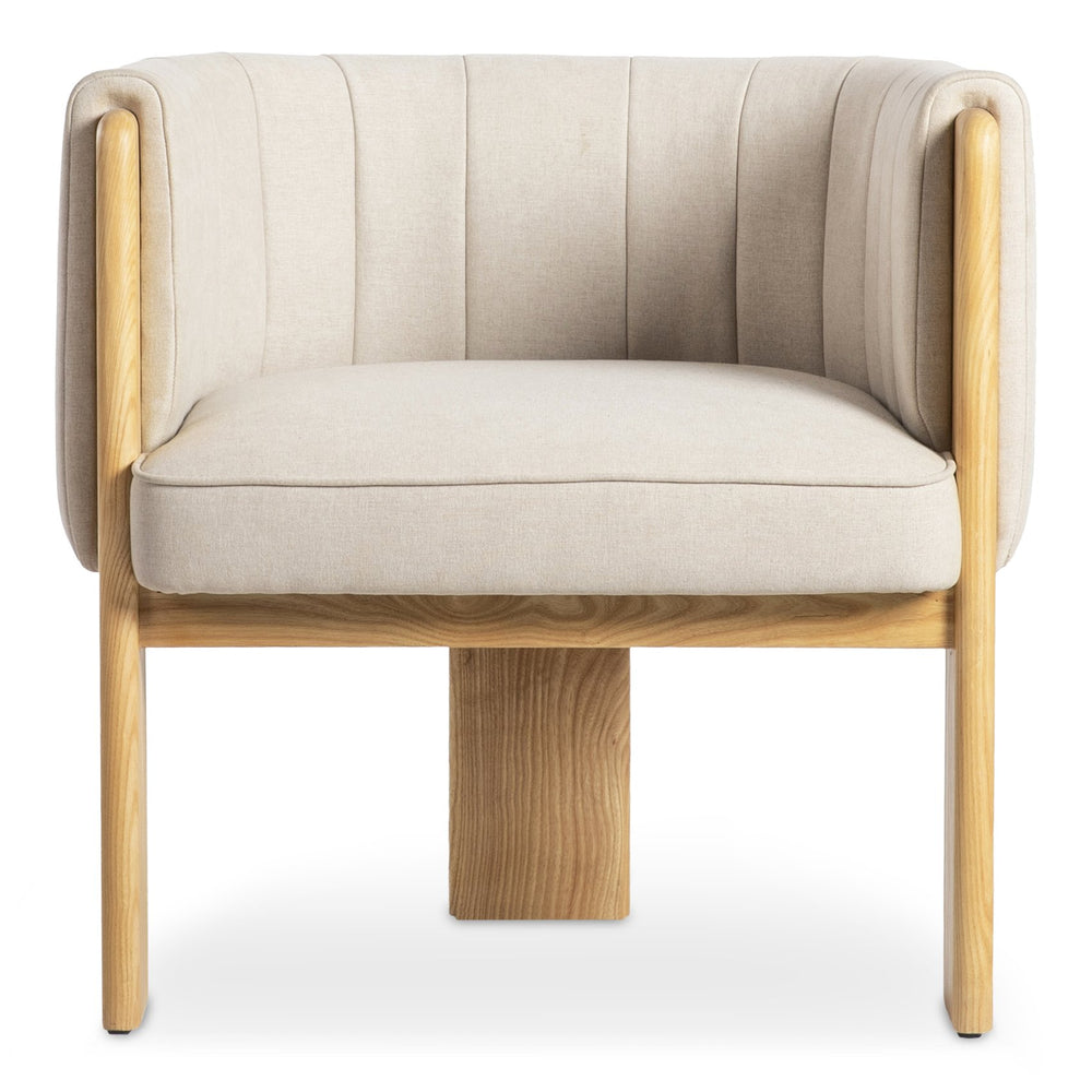 Moe's Home Sofi Accent Chair - Contemporary Vintage Design With Sculptural 3-leg Frame And Luxurious Upholstery Beige Upholstery, 95% Polyester,5% Nylon,Solid Ash & Plywood Frame Zt-1041-34