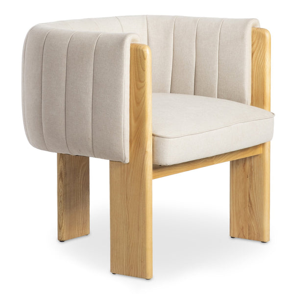 Moe's Home Sofi Accent Chair - Contemporary Vintage Design With Sculptural 3-leg Frame And Luxurious Upholstery Beige Upholstery, 95% Polyester,5% Nylon,Solid Ash & Plywood Frame Zt-1041-34