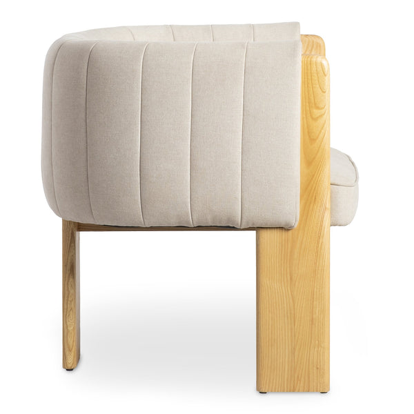 Moe's Home Sofi Accent Chair - Contemporary Vintage Design With Sculptural 3-leg Frame And Luxurious Upholstery Beige Upholstery, 95% Polyester,5% Nylon,Solid Ash & Plywood Frame Zt-1041-34
