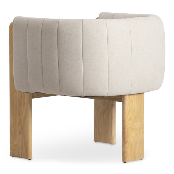 Moe's Home Sofi Accent Chair - Contemporary Vintage Design With Sculptural 3-leg Frame And Luxurious Upholstery Beige Upholstery, 95% Polyester,5% Nylon,Solid Ash & Plywood Frame Zt-1041-34