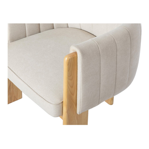 Moe's Home Sofi Accent Chair - Contemporary Vintage Design With Sculptural 3-leg Frame And Luxurious Upholstery Beige Upholstery, 95% Polyester,5% Nylon,Solid Ash & Plywood Frame Zt-1041-34