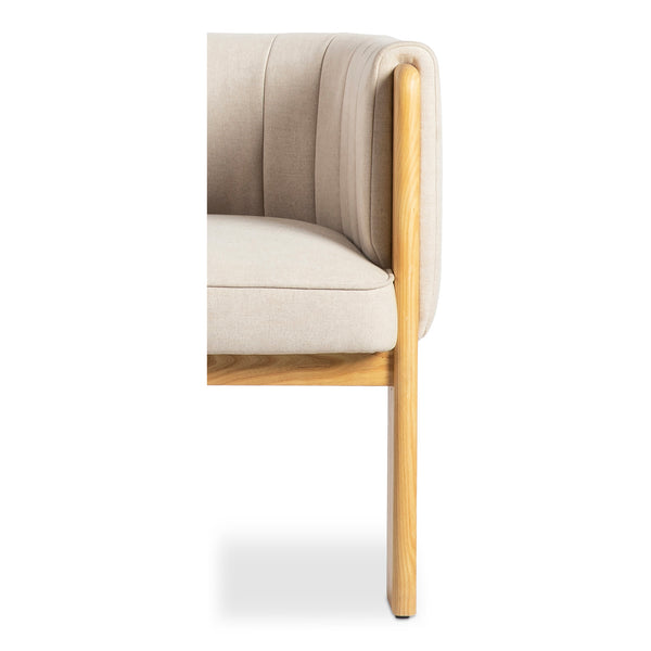 Moe's Home Sofi Accent Chair - Contemporary Vintage Design With Sculptural 3-leg Frame And Luxurious Upholstery Beige Upholstery, 95% Polyester,5% Nylon,Solid Ash & Plywood Frame Zt-1041-34