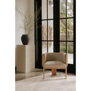 Moe's Home Sofi Accent Chair - Contemporary Vintage Design With Sculptural 3-leg Frame And Luxurious Upholstery Beige Upholstery, 95% Polyester,5% Nylon,Solid Ash & Plywood Frame Zt-1041-34
