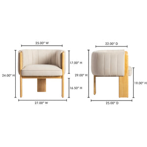 Moe's Home Sofi Accent Chair - Contemporary Vintage Design With Sculptural 3-leg Frame And Luxurious Upholstery Beige Upholstery, 95% Polyester,5% Nylon,Solid Ash & Plywood Frame Zt-1041-34
