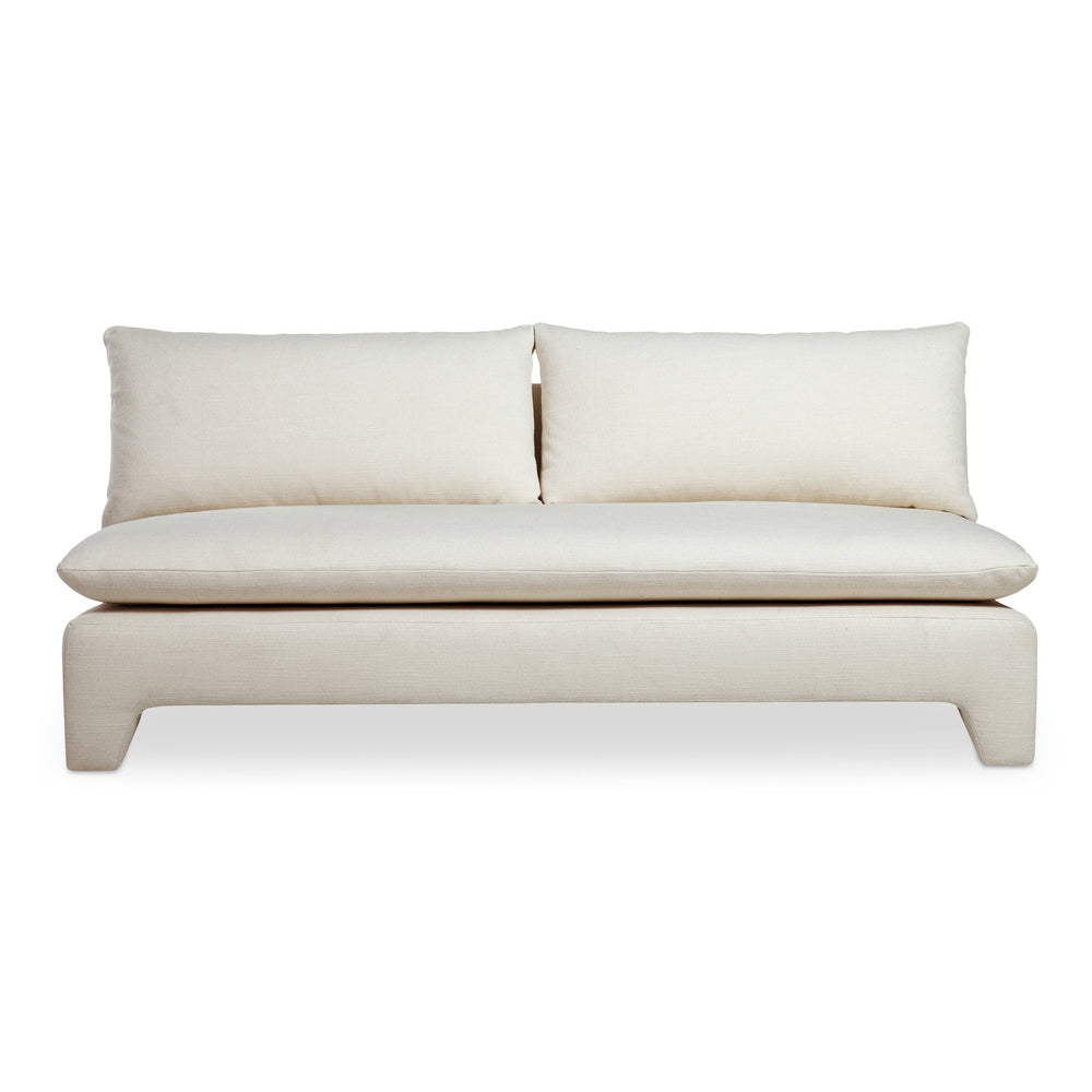 Moe's Home Estelle Sofa - Vintage-inspired, Eco-friendly Comfort With Plush Dacron & Feather Fill Upholstery White Upholstery, 98% Polyester,2% Linen,Plywood Frame Zt-1042-05