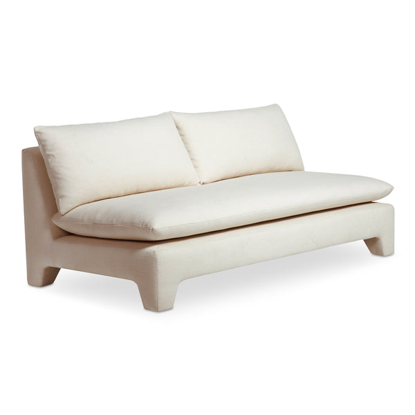 Moe's Home Estelle Sofa - Vintage-inspired, Eco-friendly Comfort With Plush Dacron & Feather Fill Upholstery White Upholstery, 98% Polyester,2% Linen,Plywood Frame Zt-1042-05