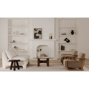 Moe's Home Estelle Sofa - Vintage-inspired, Eco-friendly Comfort With Plush Dacron & Feather Fill Upholstery White Upholstery, 98% Polyester,2% Linen,Plywood Frame Zt-1042-05