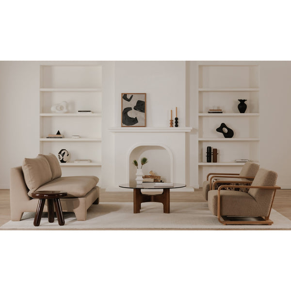 Moe's Home Estelle Sofa - Vintage-inspired, Eco-friendly Comfort With Plush Dacron & Feather Fill Upholstery Brown Upholstery, 98% Polyester,2% Linen,Plywood Frame Zt-1042-40
