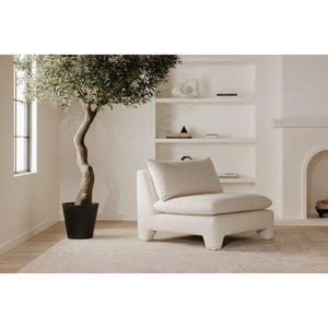 Moe's Home Estelle Lounge Chair - Vintage-inspired Comfort With Eco-friendly Upholstery For Modern Spaces White Upholstery, 98% Polyester,2% Linen,Plywood Frame Zt-1043-05