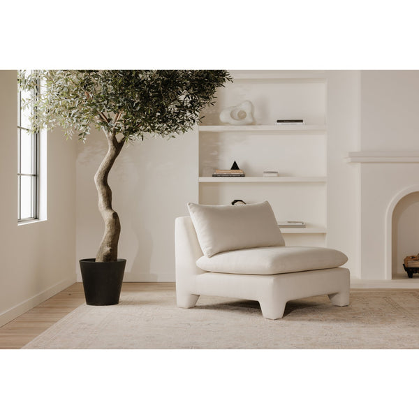 Moe's Home Estelle Lounge Chair - Vintage-inspired Comfort With Eco-friendly Upholstery For Modern Spaces White Upholstery, 98% Polyester,2% Linen,Plywood Frame Zt-1043-05