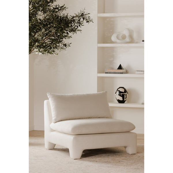 Moe's Home Estelle Lounge Chair - Vintage-inspired Comfort With Eco-friendly Upholstery For Modern Spaces White Upholstery, 98% Polyester,2% Linen,Plywood Frame Zt-1043-05