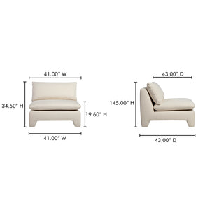 Moe's Home Estelle Lounge Chair - Vintage-inspired Comfort With Eco-friendly Upholstery For Modern Spaces White Upholstery, 98% Polyester,2% Linen,Plywood Frame Zt-1043-05