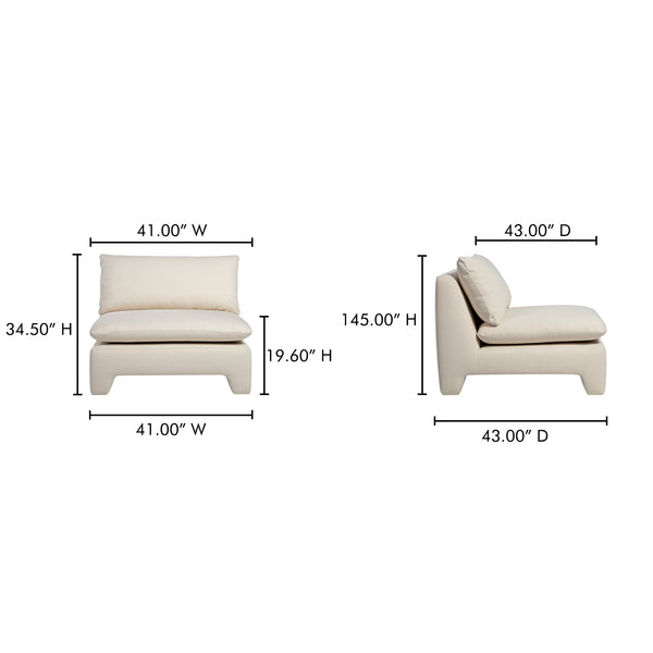 Moe's Home Estelle Lounge Chair - Vintage-inspired Comfort With Eco-friendly Upholstery For Modern Spaces White Upholstery, 98% Polyester,2% Linen,Plywood Frame Zt-1043-05