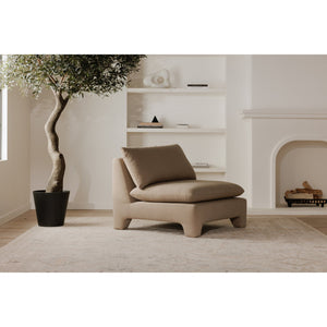 Moe's Home Estelle Lounge Chair - Vintage-inspired Comfort With Eco-friendly Upholstery For Modern Spaces Brown Upholstery, 98% Polyester,2% Linen,Plywood Frame Zt-1043-40